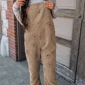 Floral Corduroy Overalls